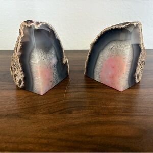 Pink and Gray Geode Bookends